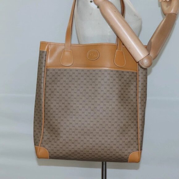 GUCCI Micro GG Supreme Tote Bag PVC Beige Gold - Picture 1 of 16